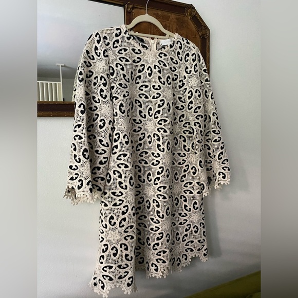 Zimmermann Dresses & Skirts - Zimmermann Black & Ivory Lace Crochet Ottie Dress Size 3 / 10 US Boho